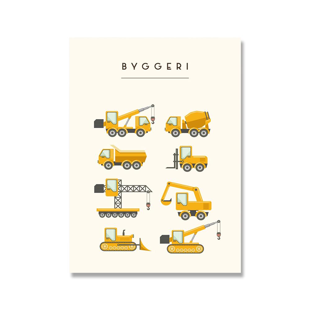 

Мультфильм игрушечный транспорт автомобиль плакаты печать мальчик машина пожарная машина холст картина детская скандинавские настенные художественные картины для декора детской комнаты 21x30cm No Framed