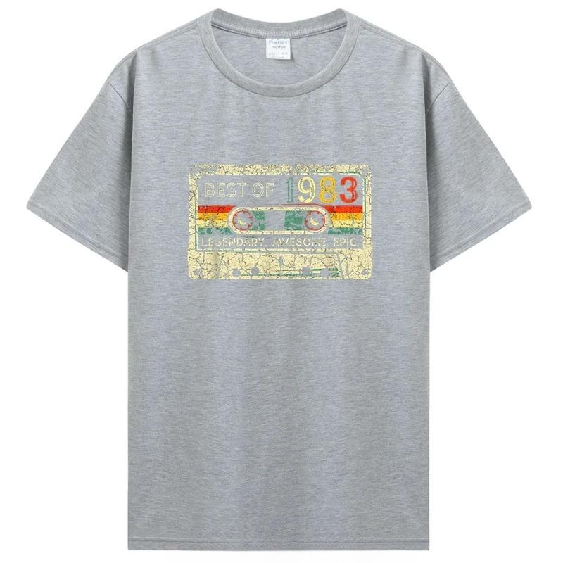 Birthday T Shirts for Unisex Women 1983 Old T Shirt Short Sleeve Graphic Tshirt Casual Clothing Tee Streetwear