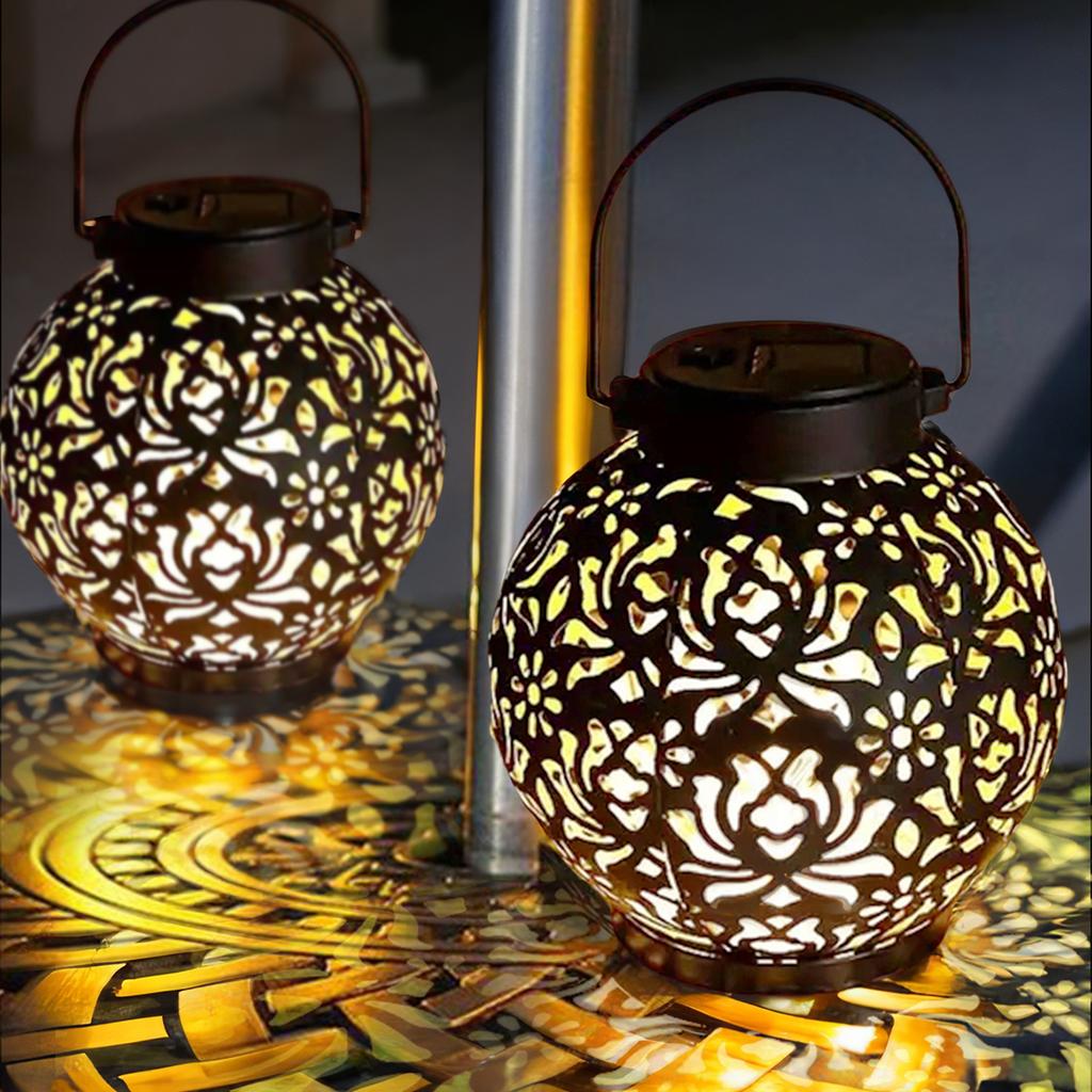 1Pc Outdoor Solar Metal Cutout Pattern Waterproof Lights Courtyard Atmosphere Lights Festive Party Decorative Lights