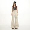 Women's Trendy Cotton Micro-Flare Casual Jeans with Patch Pockets and Deconstructed Design