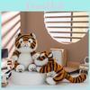 Cartoon Tiger Plush Doll With Keyring For Backpack And Car Decor