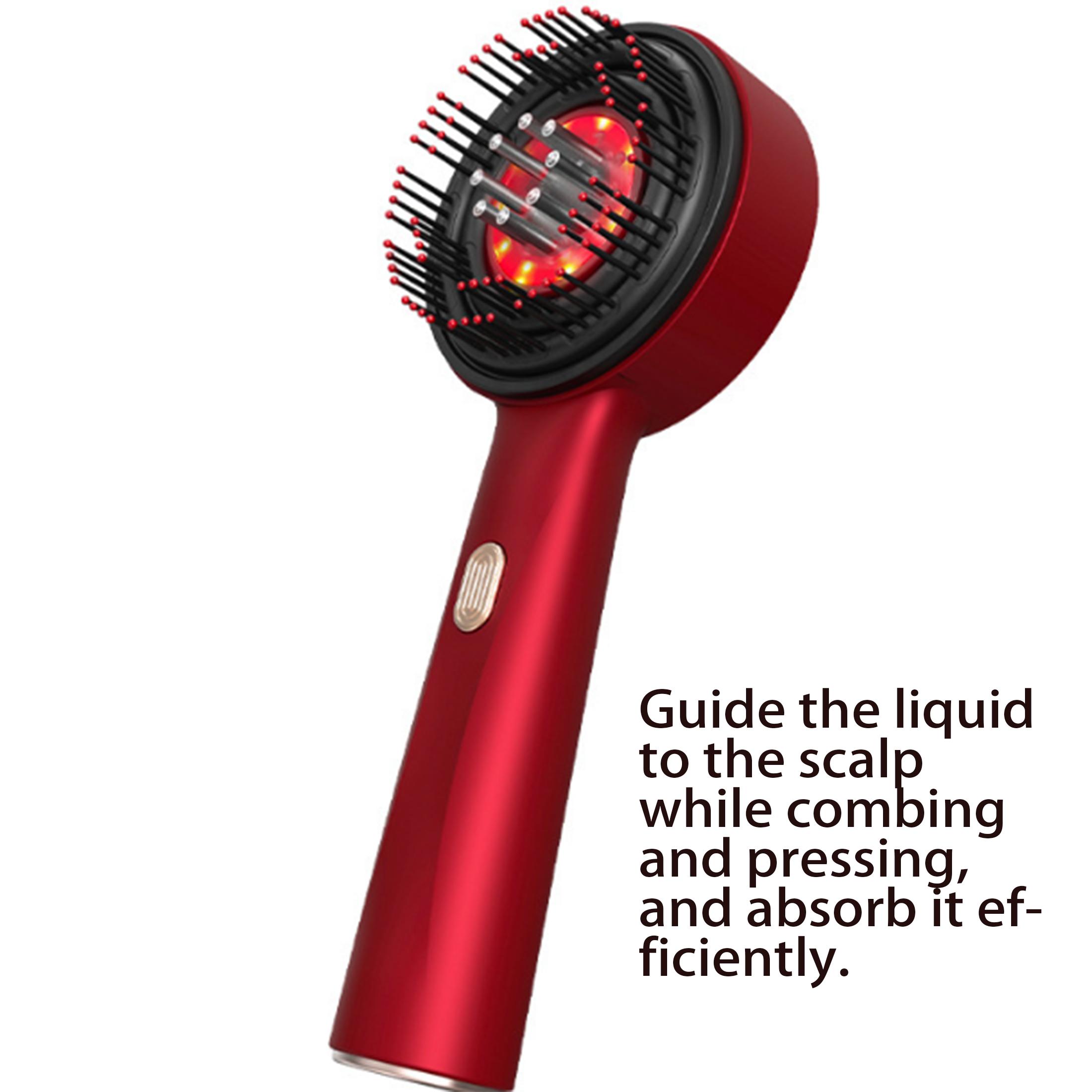 

Rechargeable multifunctional head massage comb, scalp massage red hair growth instrument червоний