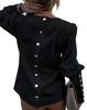 2023 Trendy European & American Celebrity Long Sleeve Round Neck Metal Buckle Women's Top