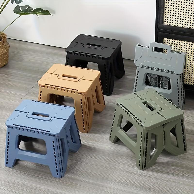 Heavy-Duty Thickened Portable Folding Stool with Handle - 1 Pack Square Plastic Collapsible Stool for Indoor, Gatherings, Picnic