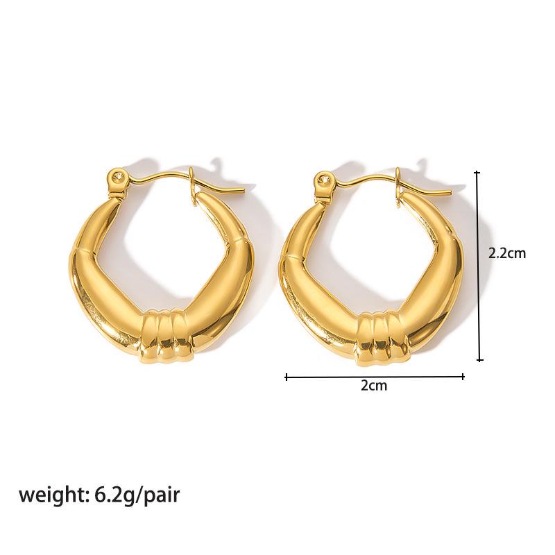 High-End 18K Gold Circle Earrings - Stainless Steel Women's Versatile Titanium Design