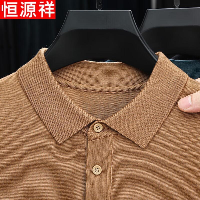 Hengyuanxiang Men's Pure Wool Turn-Down Collar Sweater