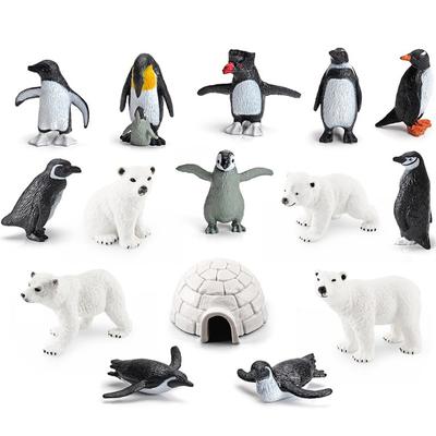 Simulation Polar Animal Model Set Polar Bear Penguin Ice House Table Decoration Ornament Toy