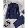Women's Blue Striped Blazer Suit Set for Professional Spring and Autumn Workwear