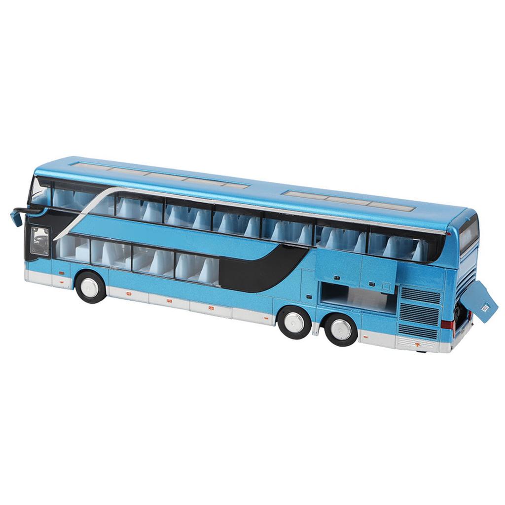 Elektrický 1:32 Alloy Doubledecker Bus Model Hračka s lehkou hudbou pro děti Dárek pro děti (Modrý)