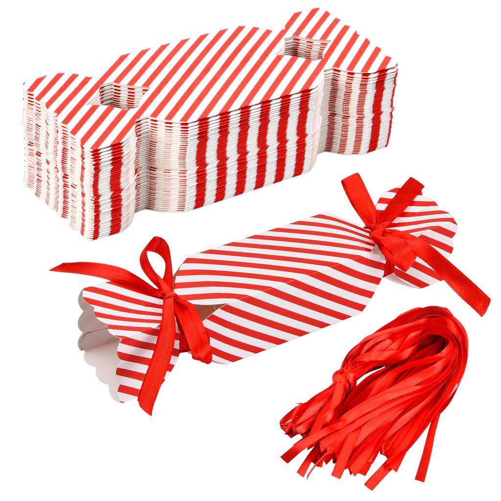 10pcs Candy Box for Christmas with Ribbons DIY Sweets Chocolate Decoration Party Gift Xmas Wedding Paper Packaging BoxesGood product