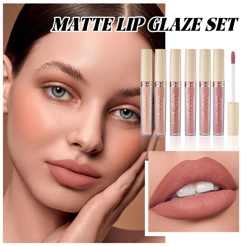 6pcs Matte Liquid Lipstick Set, Waterproof Velvet Naked Lip Gloss, Long-Lasting Non-Stick Cup Nude Red Lip Tint, Pigmented Makeup Cosmetics for Women