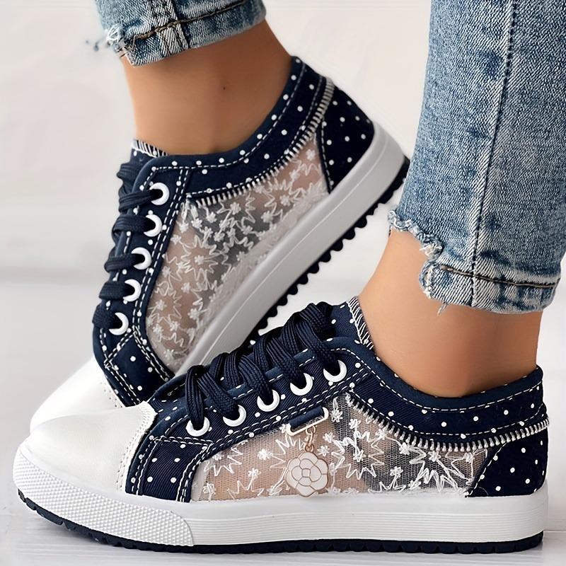 Damen Cut-Outs Spitze Netz Denim Schuhe Frau Sommer Flach Freizeit Schuhe Atmungsaktive Stoffschuhe Studenten Sneaker