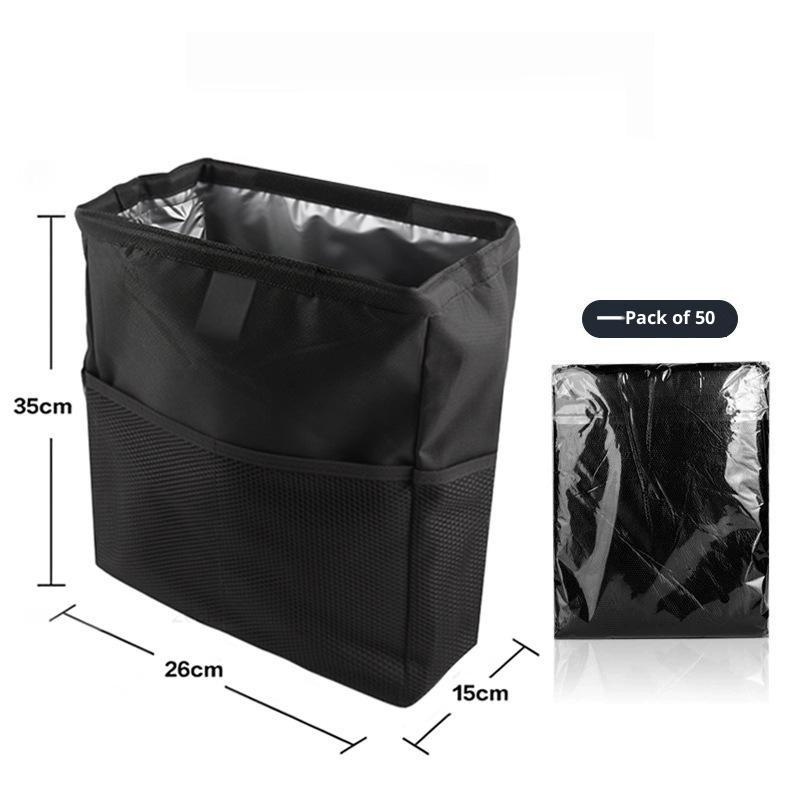 Foldable Car Trash Can With Storage Pockets Waterproof Leakproof Hanging Garbage Bin For Auto Outdoor Camping Organizer