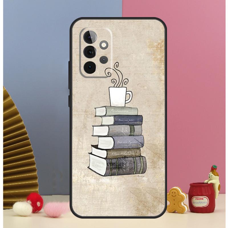 Books And Coffee Case For Samsung Galaxy A52 A72 A13 A33 A53 A14 A24 A34 A54 A15 A25 A51 A71 A12 A32 Cover