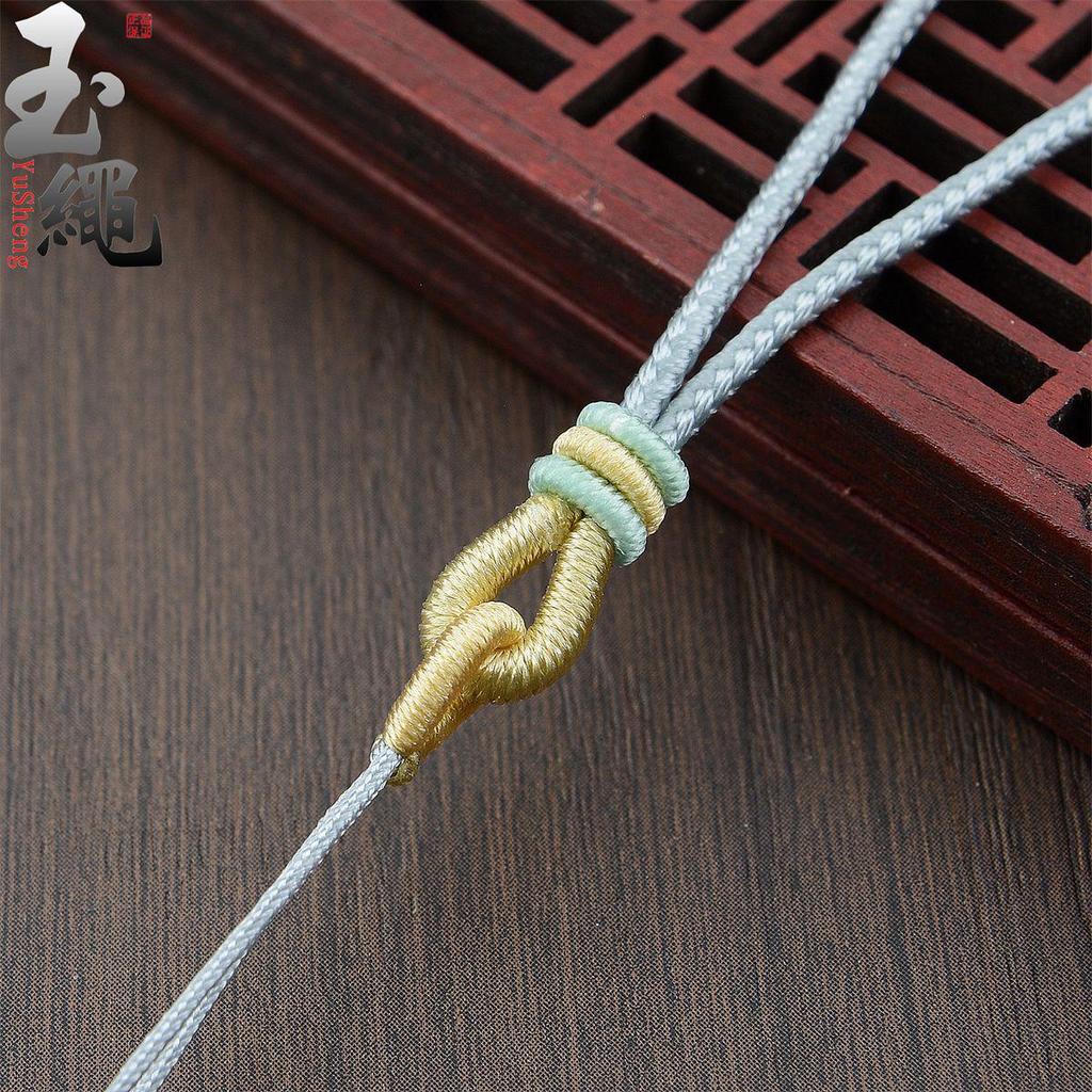 Hand-Woven Ruyi Knot Lanyard Necklace with Jade and Crystal Pendants