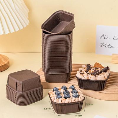 50 Stück Cupcake-Förmchen, Backförmchen, 8,5 x 8,5 x 3,5 cm, geruchlos, quadratisch, für kleine Kuchen