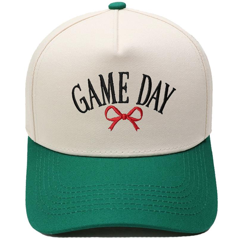 GAME DAY Bow Embroidery Color Matching Truck Hat Race Day Ladies Support Shade Dad Hat