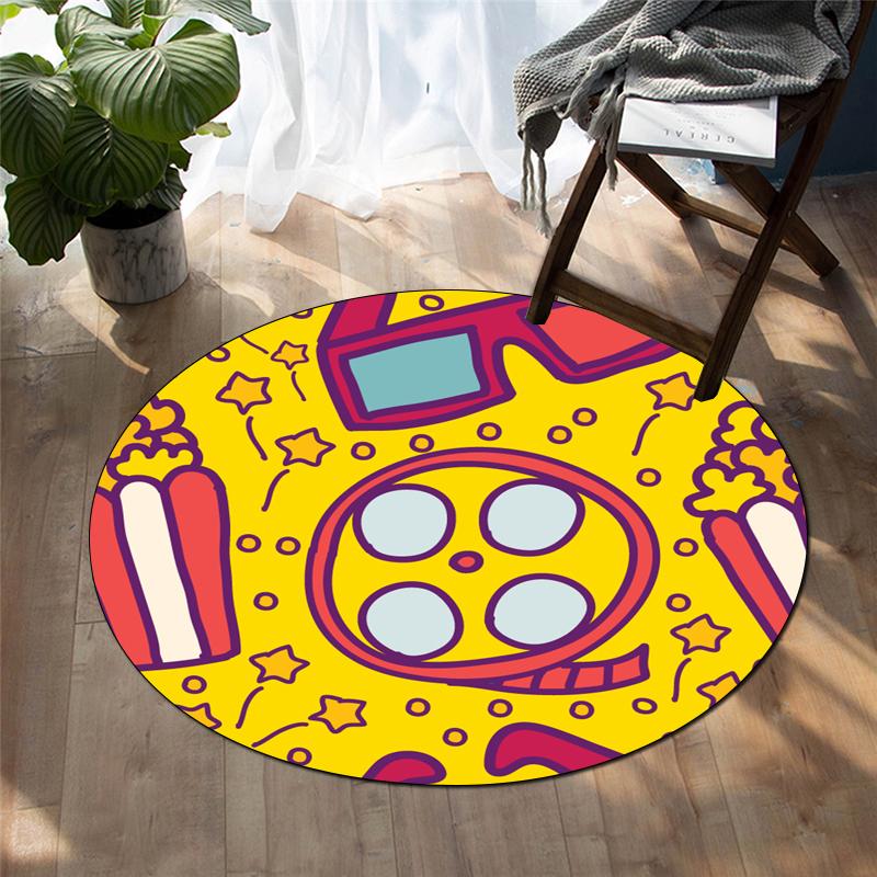 Cartoon-Druck Heimdekoration runder Teppich Wohnzimmermatte Kinderboden runder Teppich Yogamatte Schlafzimmer Gaming-Stuhlmatte