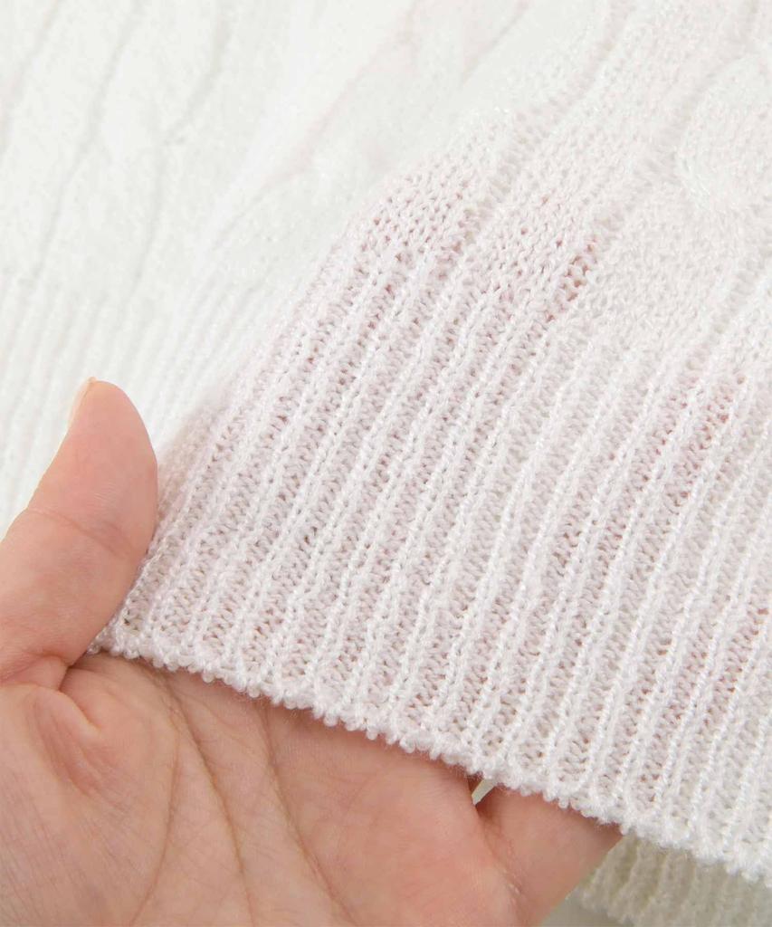 Titibait Half Sleeve Cable Knit ADW19092 Free Pink Women's