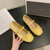 Ballet Style Flats Women's Summer 2025 New French Silver One-word Buckle Mary Jane Shoes with Skirt Single Shoes