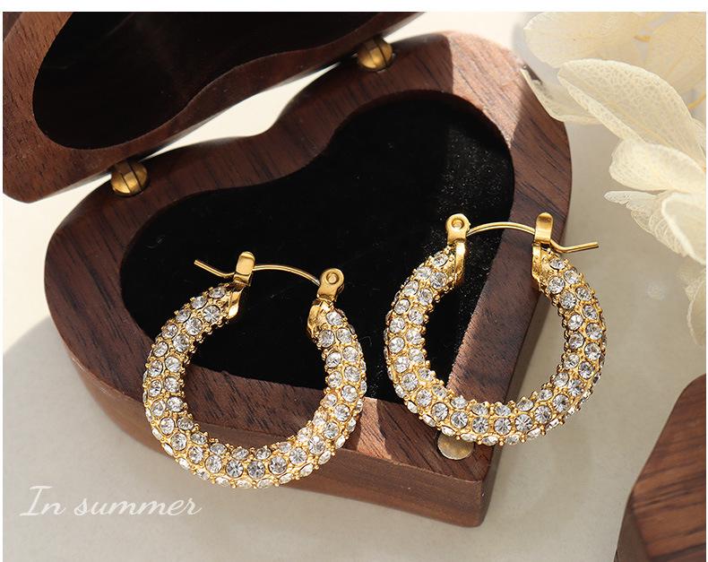 Exquisite U-shaped Full Diamond Earrings: European & American Light Luxury Fashion