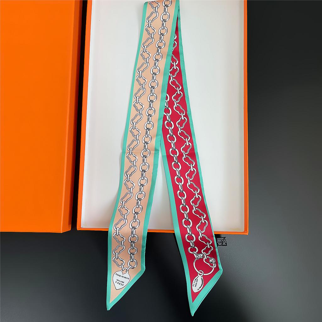 Double Colored Paisley Twill Silk Scarf New Brand Design Luxury Scarf Women Foulard Skinny Bag Scarves Neckerchief Hair Headband