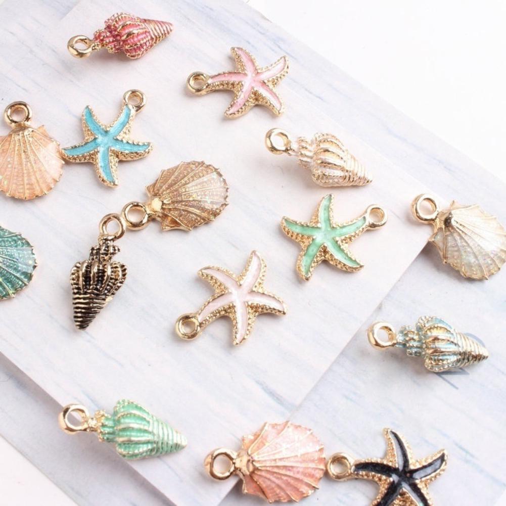 15 Pcs/Set Unisex Jewelry Accessory Shell Conch Starfish Pendant for Necklace Bracelet