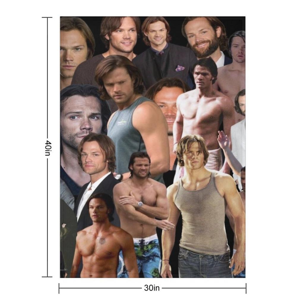 jared padalecki photo collage Throw Blanket Sofa Quilt Travel Large warm winter Blankets