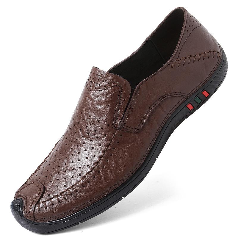 Men s Summer Breathable Cowhide Leather Moccasins 41