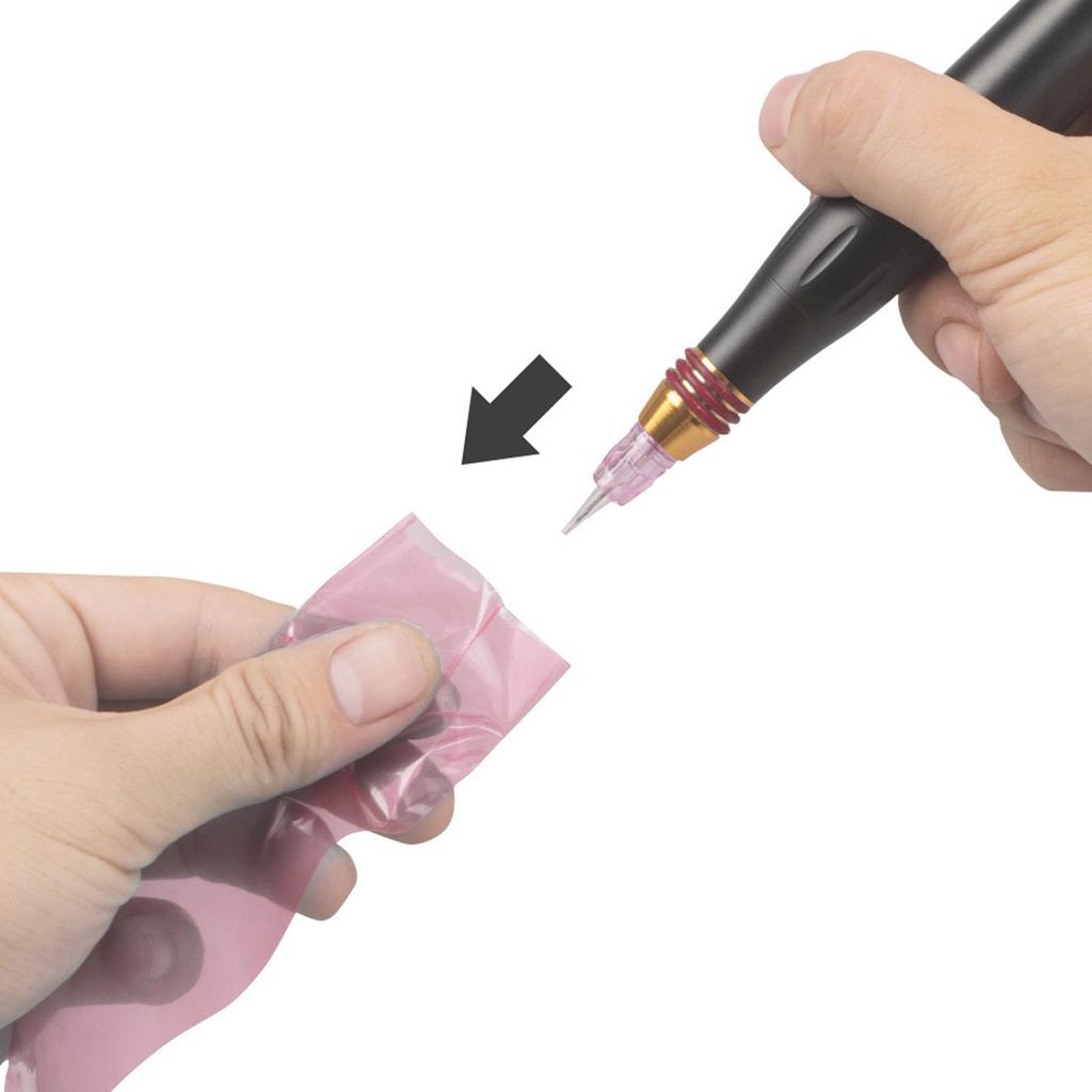 100 Stück Tattoo-Maschinenabdeckungen Wasserdicht PE Antistatisch Einweg Tattoo-Stift-Hülsen Rosa