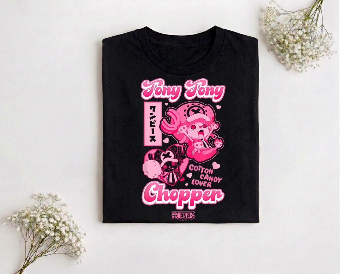 

Relaxing and Tony Chopper Bright Pink Hearts Shirt One Piece Anime Gifts Shirt 2026 New Cotton Summer Tshirt for Unisex XL