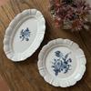Francuski Vintage Niebieski Kwiatowy Ceramiczny Talerz Owalne Naczynie Wysokiej Wartości Deserowy Serwing Zastawa Stołowa