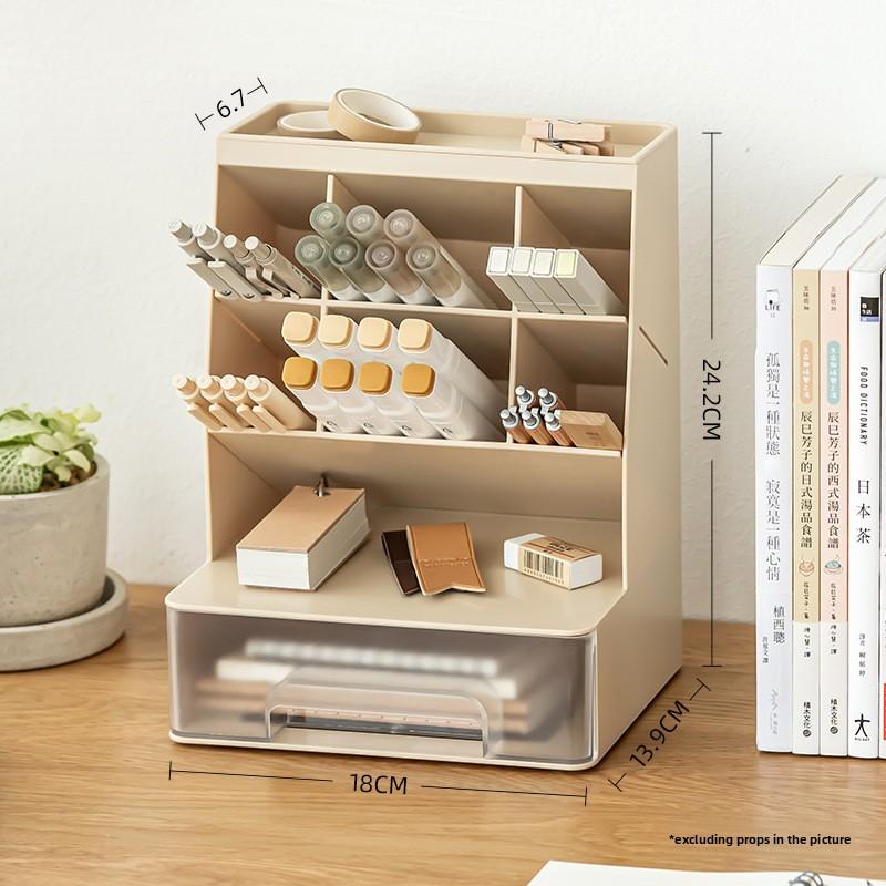 Large Capacity Pencil Holder Desktop Stationery Storage Box Divided Drawer Stationery Organizer for Students Office Storage Rack