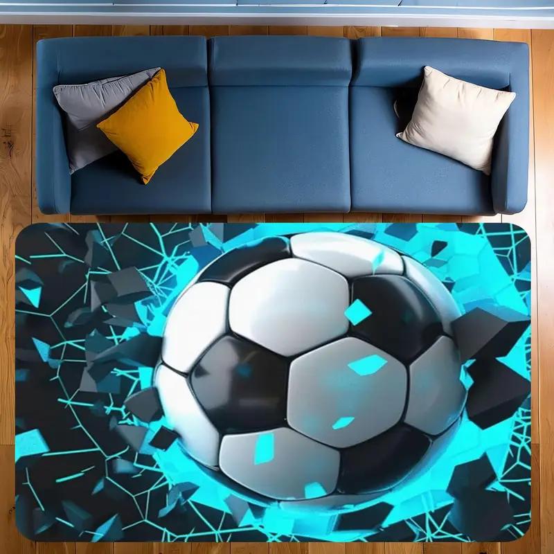 Soft Non-Slip Soccer Ball Pattern Area Mat - Children's Game Room Bedroom Beside Soft Mat  Living Room, Bedroom Entrance Doormat