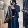 Women's Large Lapel Short Cardigan Jacket - 2026 Autumn/Winter Knit Drawstring Long-Sleeve Button-Up Sweater