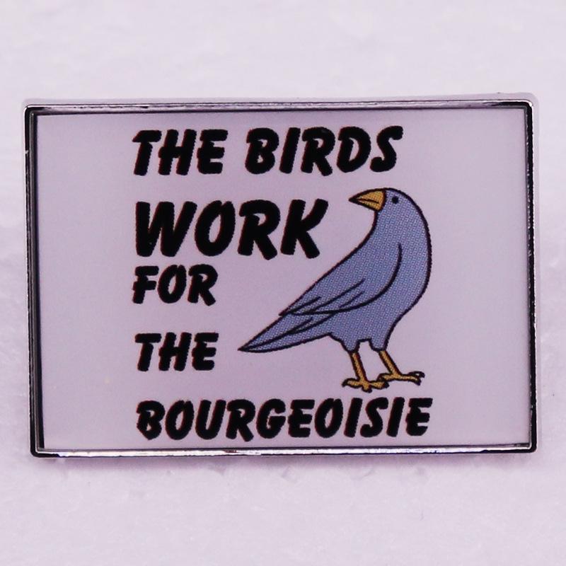 Bourgeoisie Birds Cartoon Brooch Badge серебряный