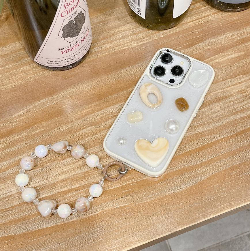 Electroplated Pearl Heart Gem Case for iPhone 16 Pro Max/17