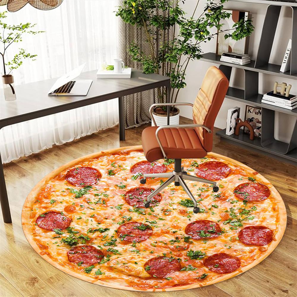 1ks Pepperoni pizza Kulatá podložka na židli Koberec - Protiskluzová podložka na podlahu do kanceláře, ložnice a interiéru c1118209