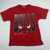 Vintage Chicago Bulls Großes Logo Grafik-T-Shirt Rot Hanes Schwergewicht Medium