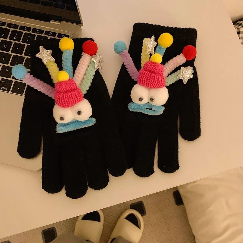 

Knitted Wool Five finger Gloves for Women In Winter Warm and Thickened, Fingerless Touch Screen Playing with Mobile Phone Cycling and Cold Protection average size