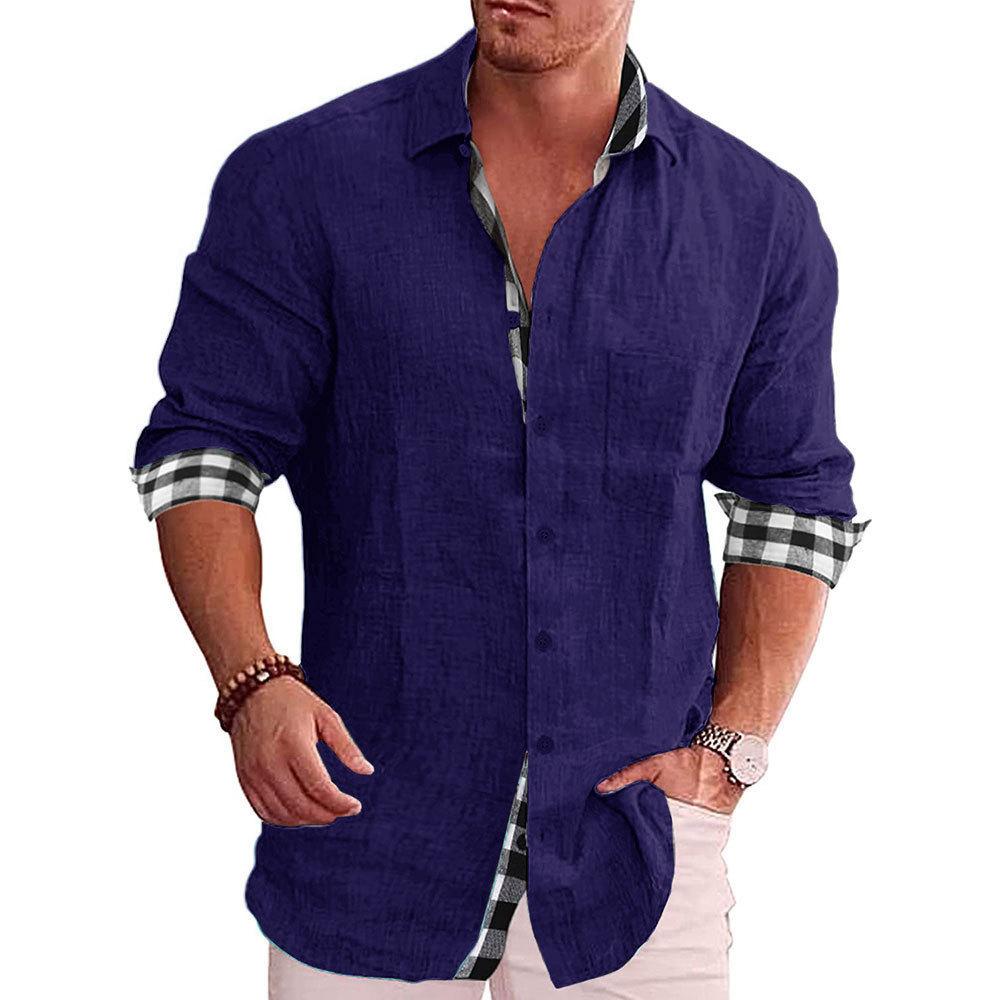 

Men s Shirt Long-sleeved Casual Men s Cotton Linen Shirt Men s Fashion Shirt Men s New Tops S темно-фиолетового