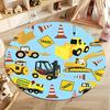 Construction-Themed Kids Rug for Playroom or Nursery Round Carpet for Home Sofa Bedroom, Gift