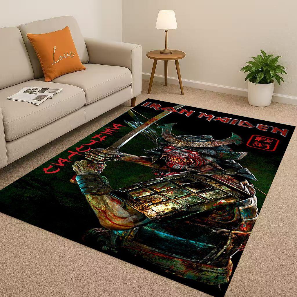 3D I Iron M Maidens Music Sign Living Room Non Slip Area Rug Soft Carpet for Bedroom Playroom Sofa,Easy Clean Home Decor Doormat