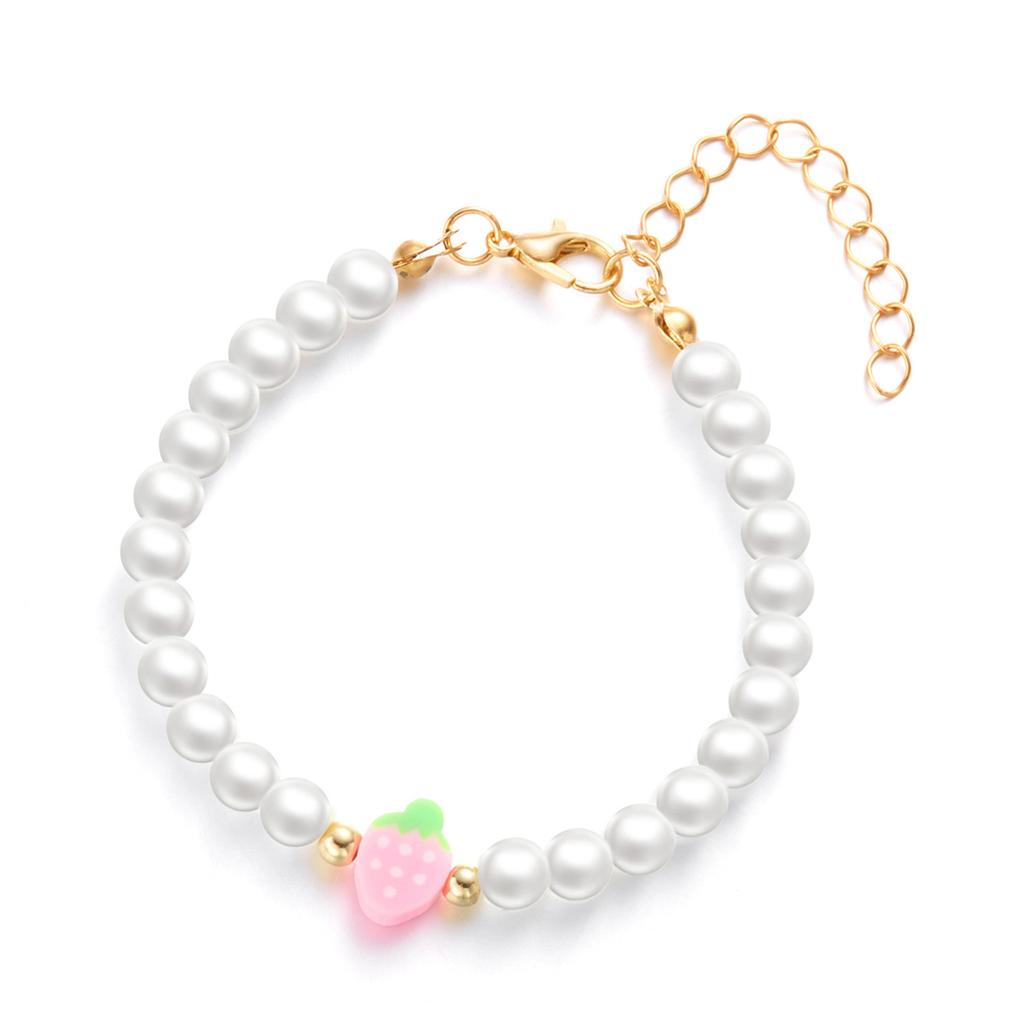 Eye Catching Strawberry Beaded Necklace Set Sweet Aesthetic Wristband Ideal For Fashion Enthusiasts And Students