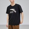 Anta Lifestyle Series Logo Letter Round Neck Pullover Short Sleeve T-Shirt Unisex T-Shirt Black Silver 952428107-4
