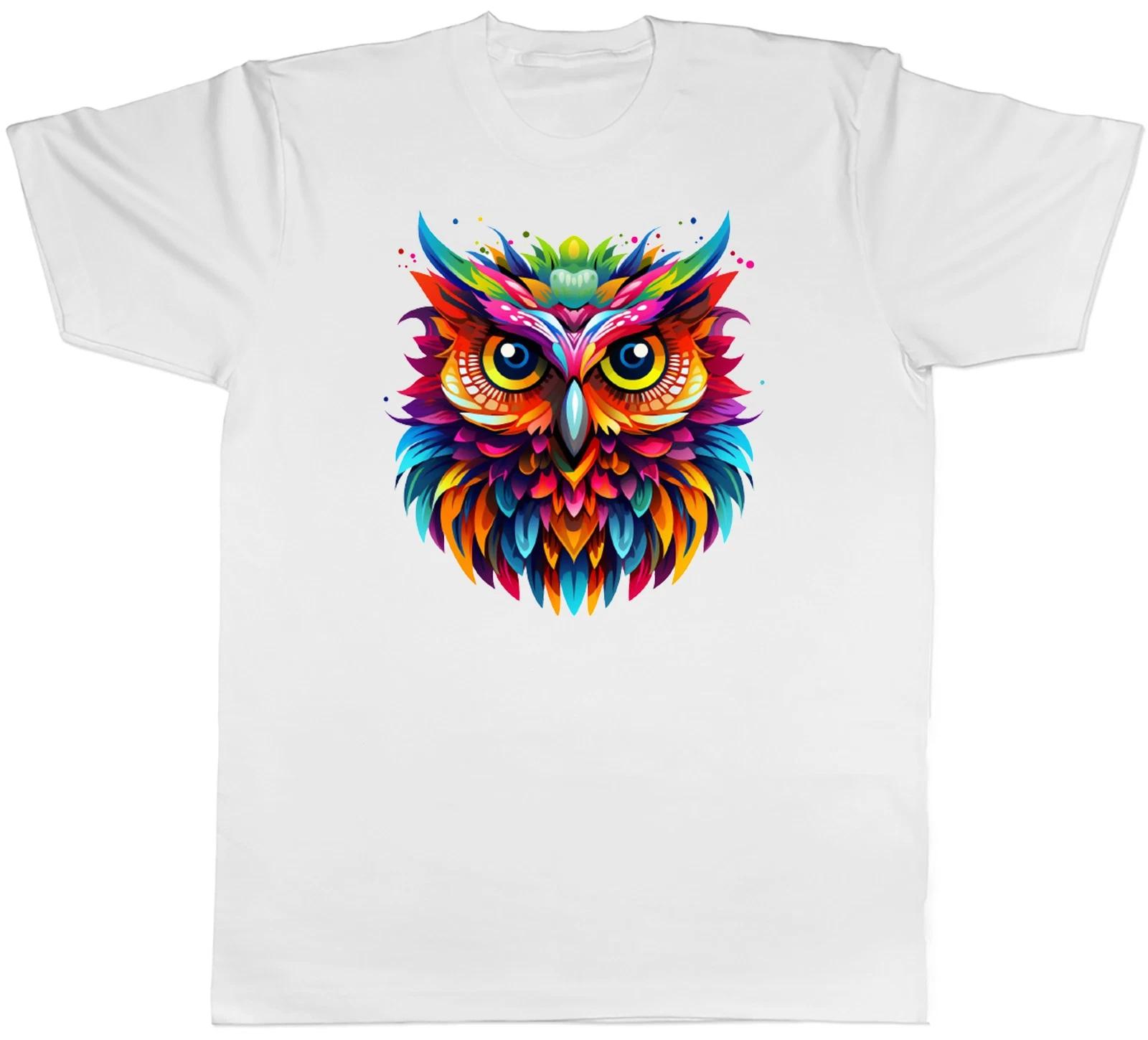 Colourful Owl Mens T-Shirt Night Bird Owlet Hoot Tee Gift S