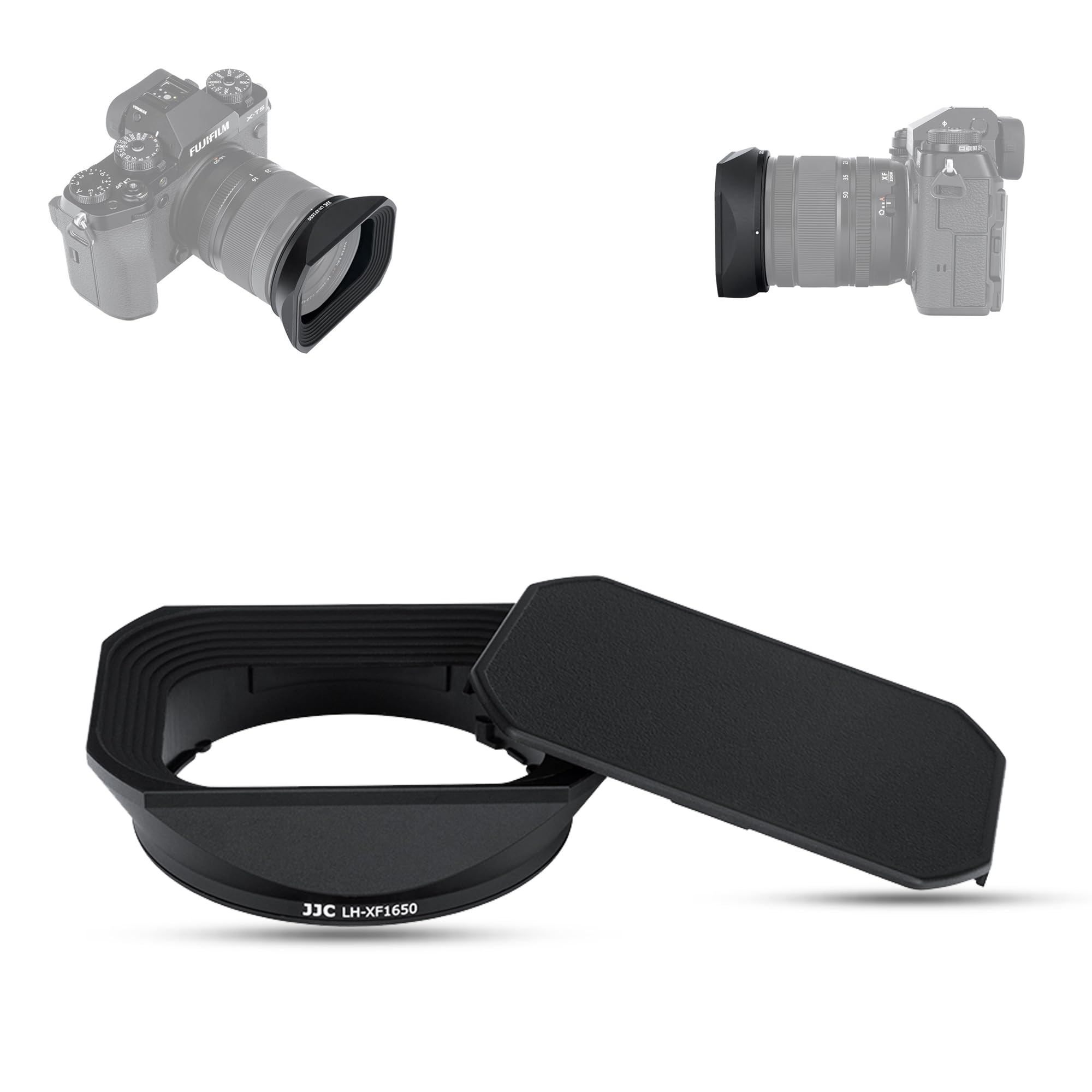 

JJC Bayonet Metal Square Lens Hood + Hood Cap Compatible with Fujifilm XF 16-50mm f2.8-4.8 R LM WR 58mm Filter Can Be Installed Black