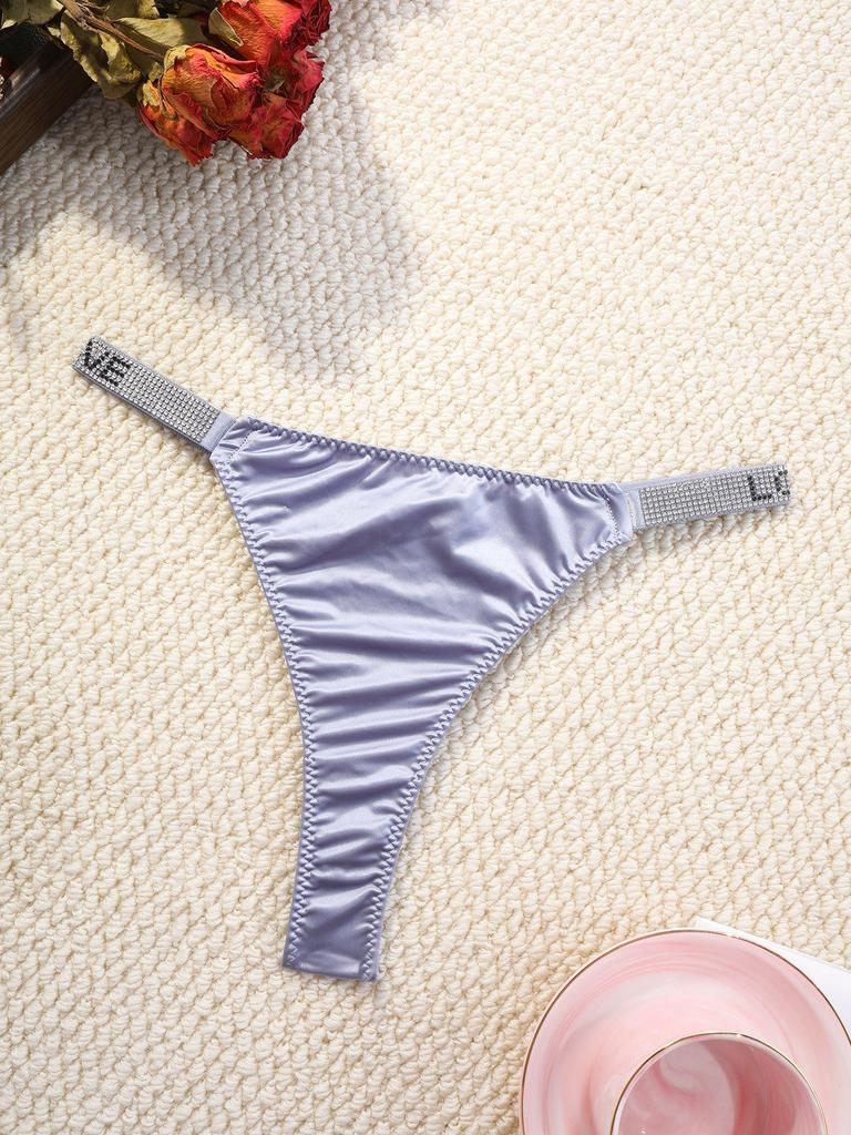 Women's Plus Size Rhinestone Sport Thong - Mid-Low Waist, Breathable Cotton Crotch, Sexy & Comfortable 442