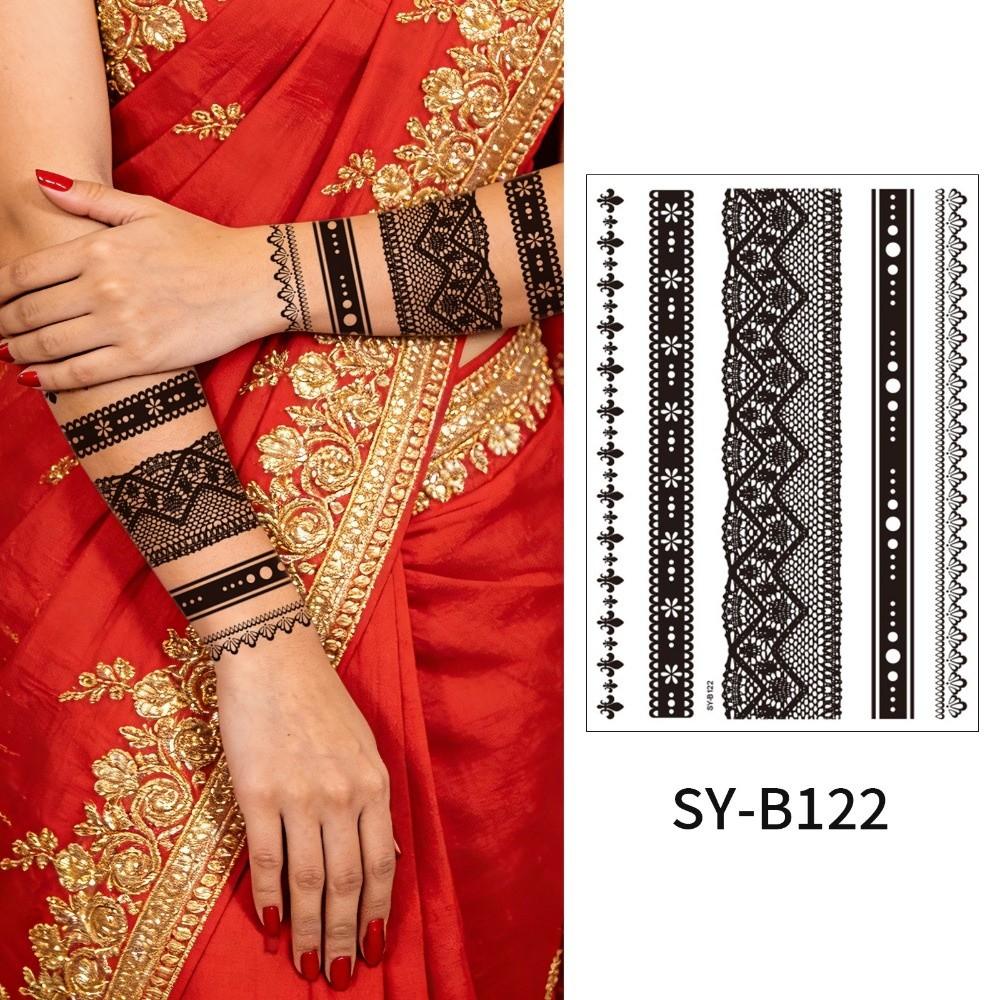 Adesivos de Transferência de Água Tatuagem Temporária de Henna Índia Mehndi Flor Arte Corporal Adesivo Mulher/Senhora/Menina