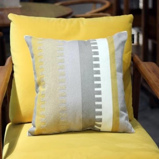 Embroidered Velvet Cushion Cover Nordic Yellow Cotton Soft Pillowcase American Style Room Sofa Pillowcase